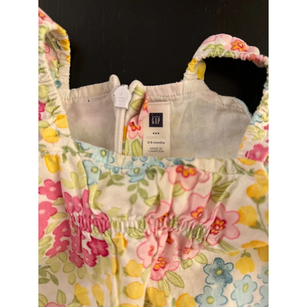 GAP Baby Linen Blend Floral Dress Girls 3-6m Lined Classic‎ Summer Beach Party
